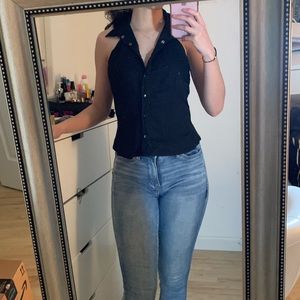 Button down halter top